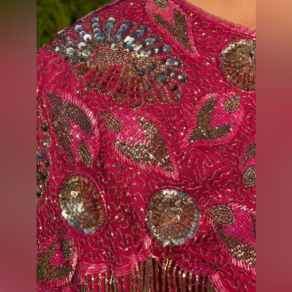 Vintage Pink Sequin dress with silver beads and embellishments - Picture 3 of 4